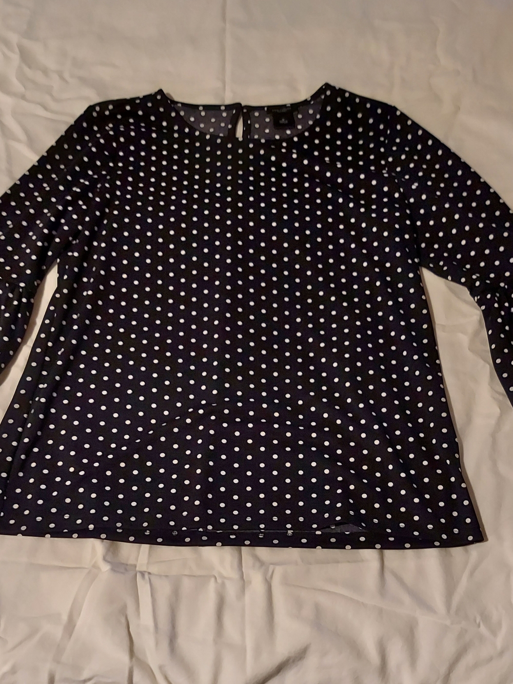 Ann Taylor Factory Black & White Polka Dot Long-Sleeve Top